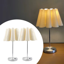 Kit 2 Abajur Luminária de Mesa Redondo com Interruptor Com Cúpula Pétala Bege Casa canto de Sala Quarto cabeceira cama
