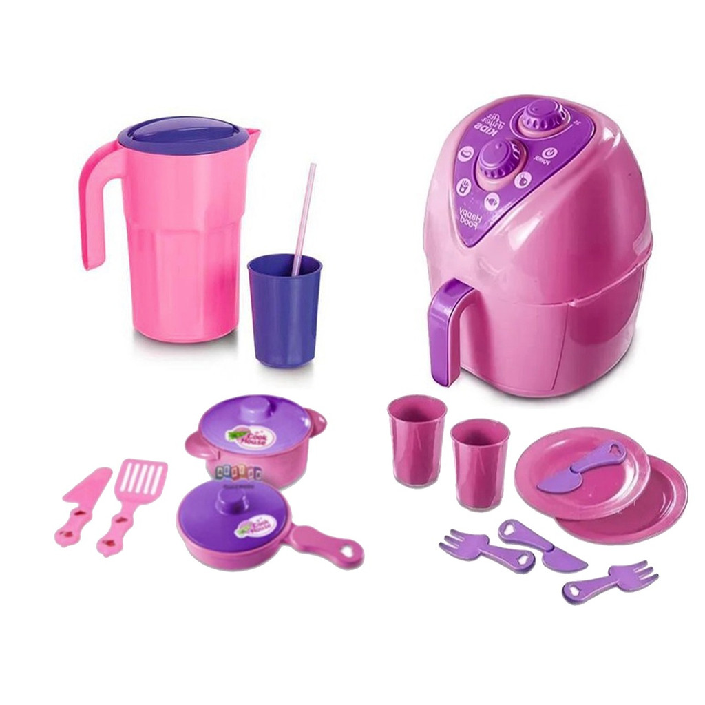 Kit Cozinha Infantil Panelinha Air Fryer Jarra Pratinho 16pç