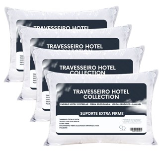 Kit 4 Travesseiro Alto Firme Hotel Collection 70x50cm Padrão Hotel Antialérgico Fibra Siliconada em Oferta na Shopee