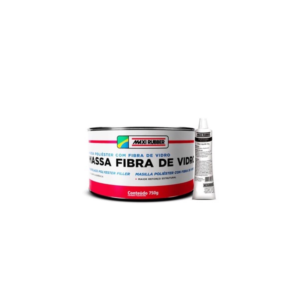 Massa Poliéster Com Fibra De Vidro 750g - Maxi Rubber em Oferta na Shopee