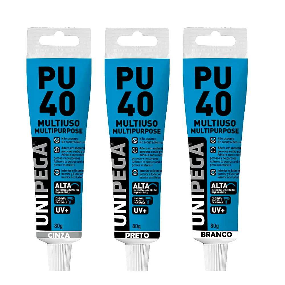 Adesivo PU40 Várias Cores Silicone Impermeabilizante Para Uso Geral Veda Fixa 80g Profissional em Oferta na Shopee