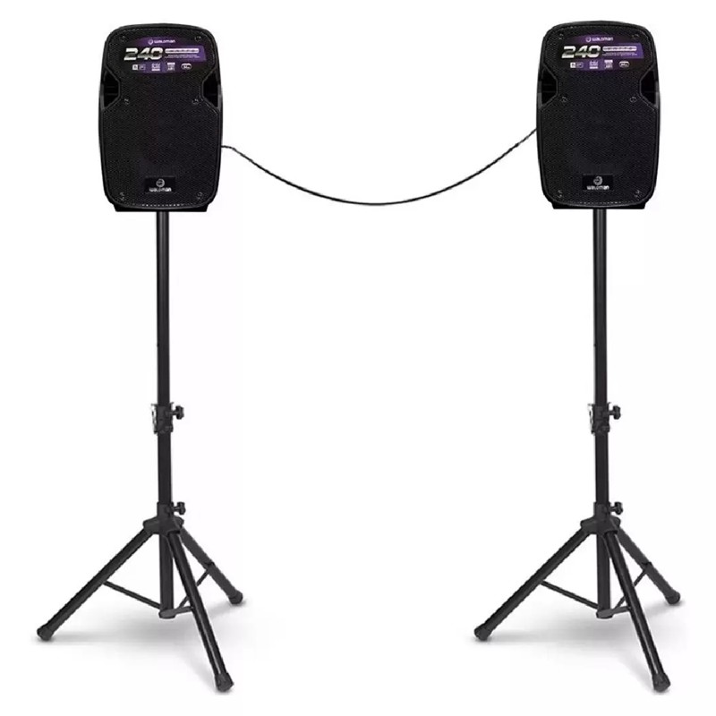 KIT CAIXAS WALDMAN AMPLIFICADA ATIVA E PASSIVA 8 C/ CABO DE CONEXAO FK-240X + SUPORTE