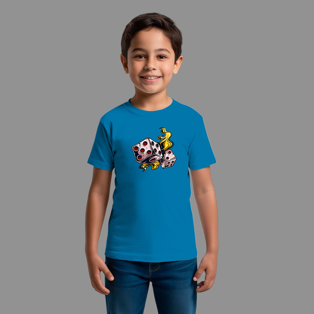 Camiseta Infantil Básica Masculina Streetwear Moda De Rua Confortável Manga Curta Gola Redonda Dados