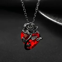 Colar Gótico Floral Em Forma De Coração Com Corrente De Clavícula-Elegante Presente De Joia De Romance Escuro