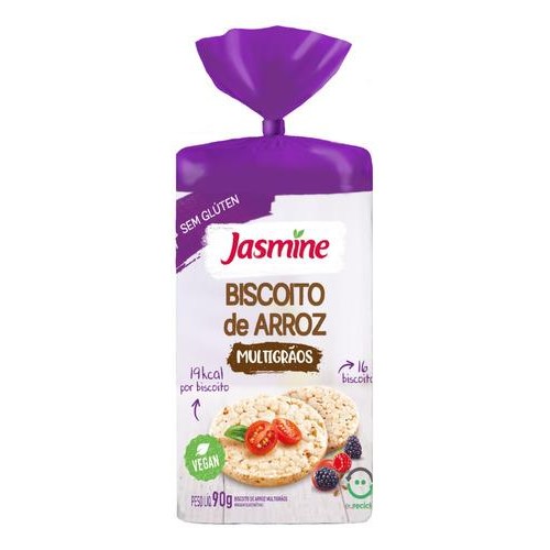 Jasmine Biscoito De Arroz Multigrãos Sem Glúten 90G