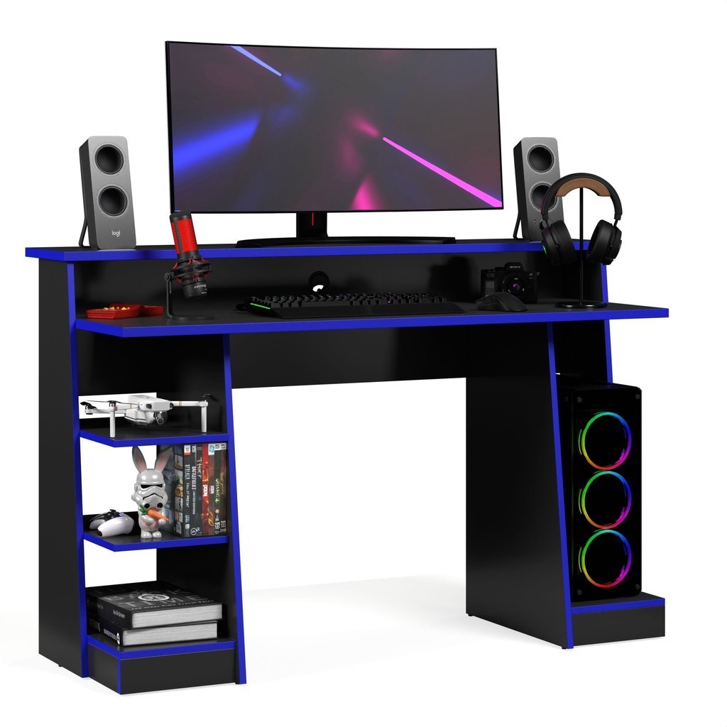 Mesa Gamer Escrivaninha Mesa De Computador Xp - Preto/Azul