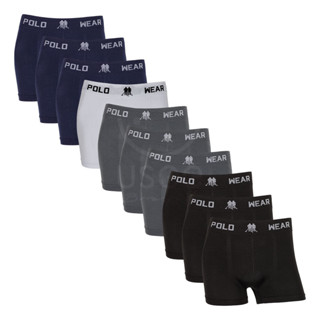 Kit com 10 Cuecas Boxer Microfibra Poliéster Polo Wear
