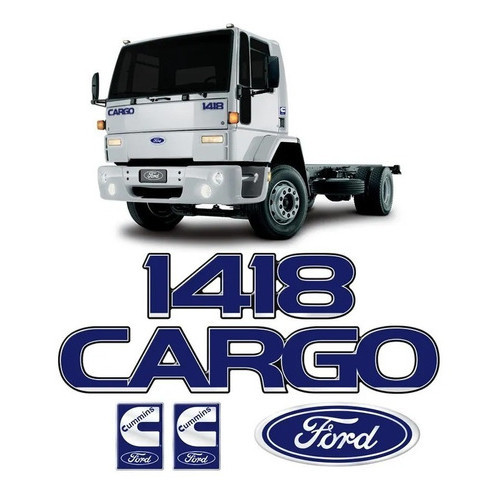Kit Emblemas Adesivos Cargo 1418 Caminhão Ford Cummins
