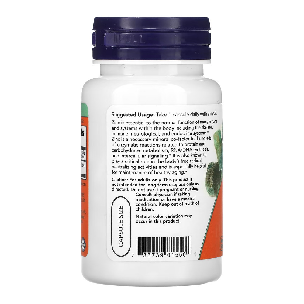 Detalhes do Zinco Picolinato 50mg Now Foods Zinc Picolinate 60 Veg Caps