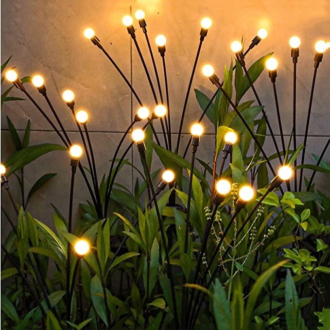 Kit Luminaria Solar Led Vagalume Para Jardim Luz Ao Ar Livre À Prova D'água Mudança De Cor...