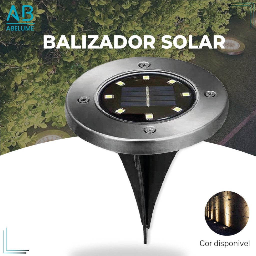 Luminária Solar Spot Jardim LED Espeto Grama | Balizador Solar de Chão | A Prova d'água | Luz Amarela (Branco Quente) em Oferta na Shopee