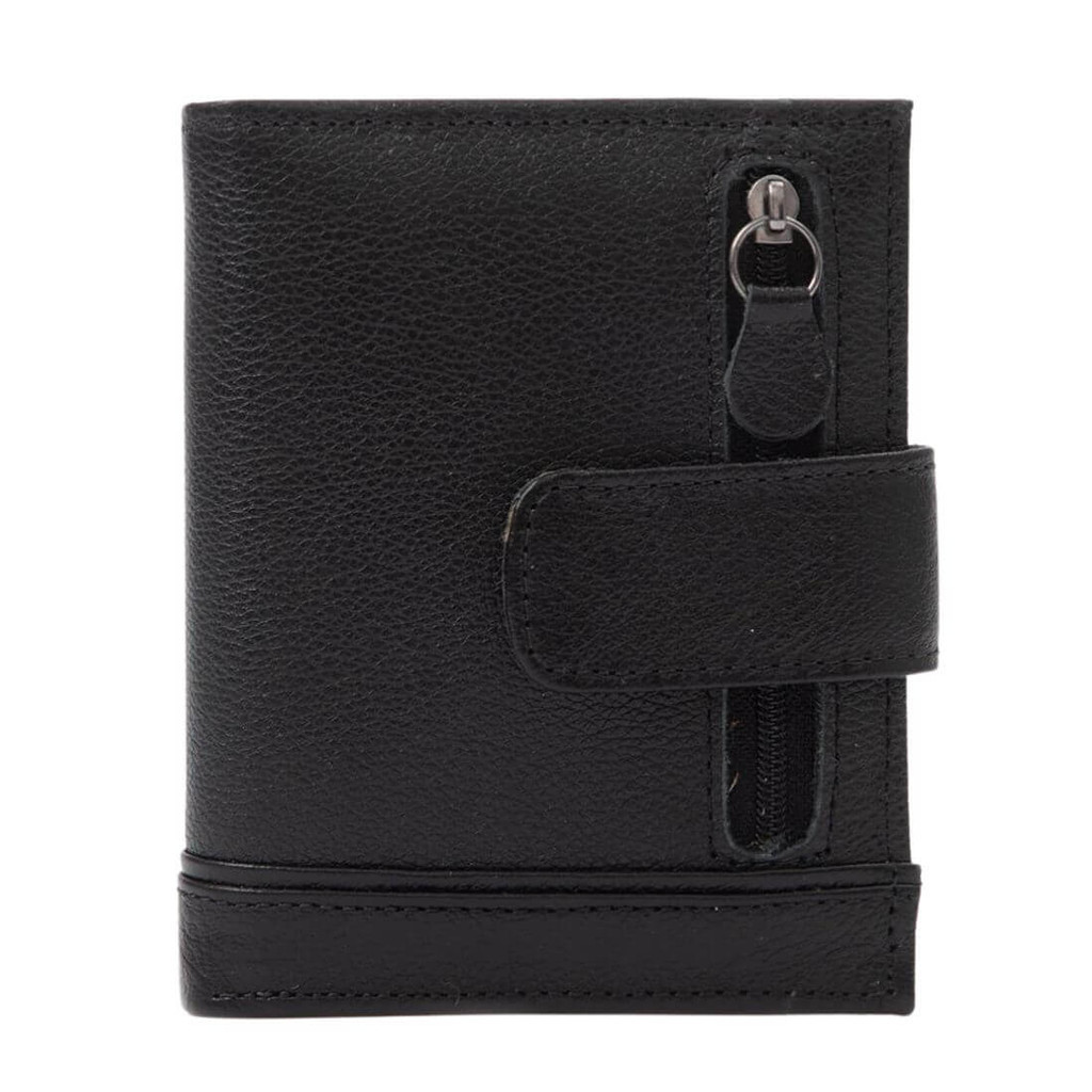  Carteira Feminina de Couro Luz Camila Com Fecho Botão Preta