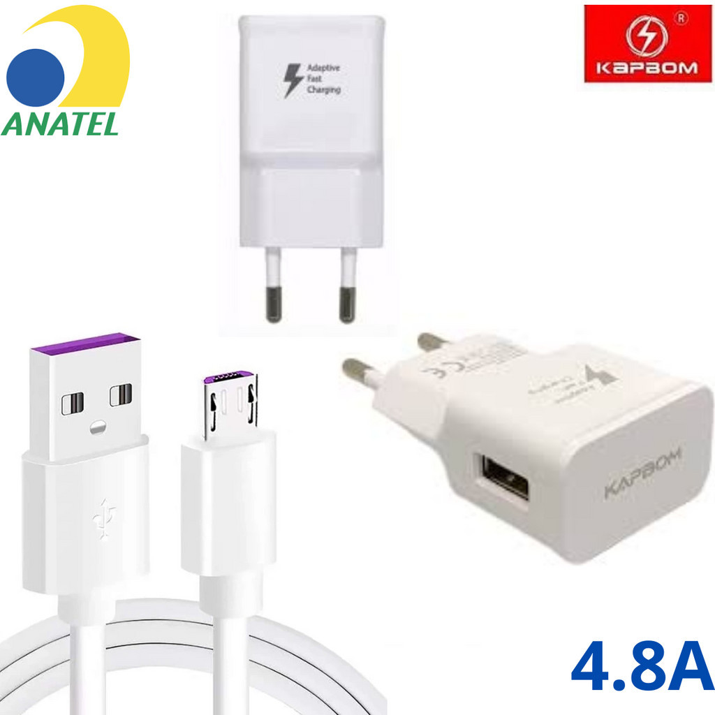 Carregador V8 Original MicroUSB J2 Prime J5 Prime J7 Prime A10 A10S M10 A01 Core A02 A03 Core K9 K10 K11 K12 K22 Android