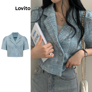 Lovito Blazer Casual De Botão Liso Para Mulheres L76AD086