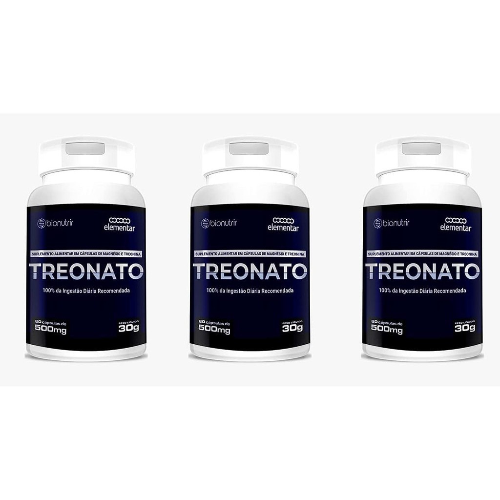 Kit 3 Magnesio L Treonato 500mg 180 Caps Total - Bionutrir