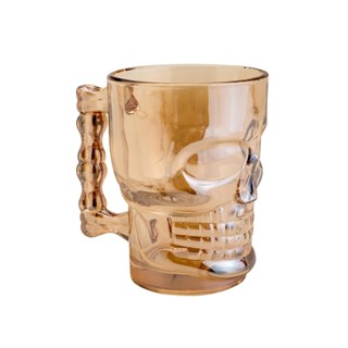 Caneca de Chopp Lyor Caveira Rock Style Âmbar de Vidro 510ml