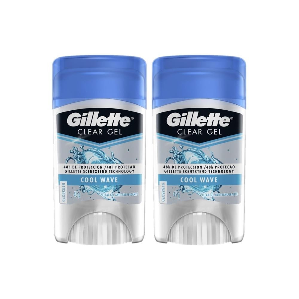 Kit com 2 Desodorantes Gillette Antitranspirante Clear Gel Cool Wave 45g em Oferta na Shopee