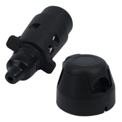 Kit Engate Reboque 7 Polos Bivolt Plastico Preto Macho Femea Carretinha Cavalo Facil Encaixe