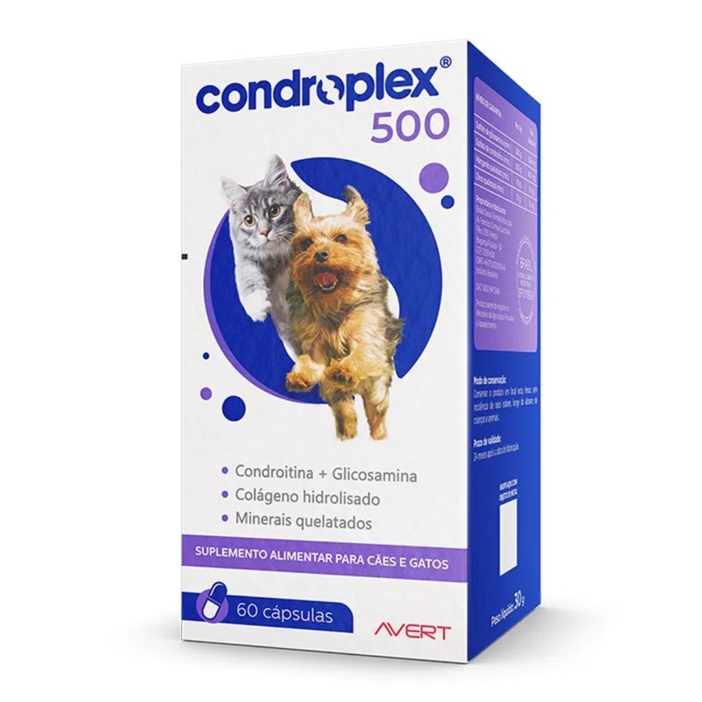 Condroplex 500 Para Cães E Gatos - C/ 60 Cápsulas em Oferta na Shopee