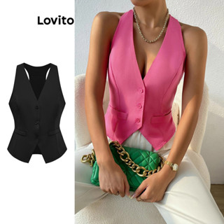 Lovito Elegante Top Tank com Botões Frontais para Mulheres L80ED157
