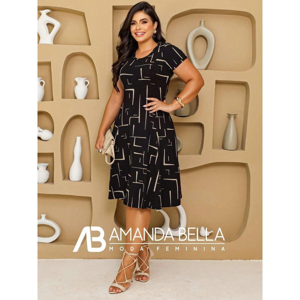 Vestido Geometrico Soltinho Moda Evangelica