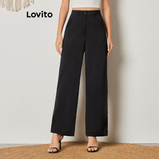 Lovito Calça Básica Lisa Casual Para Mulheres LBL08226