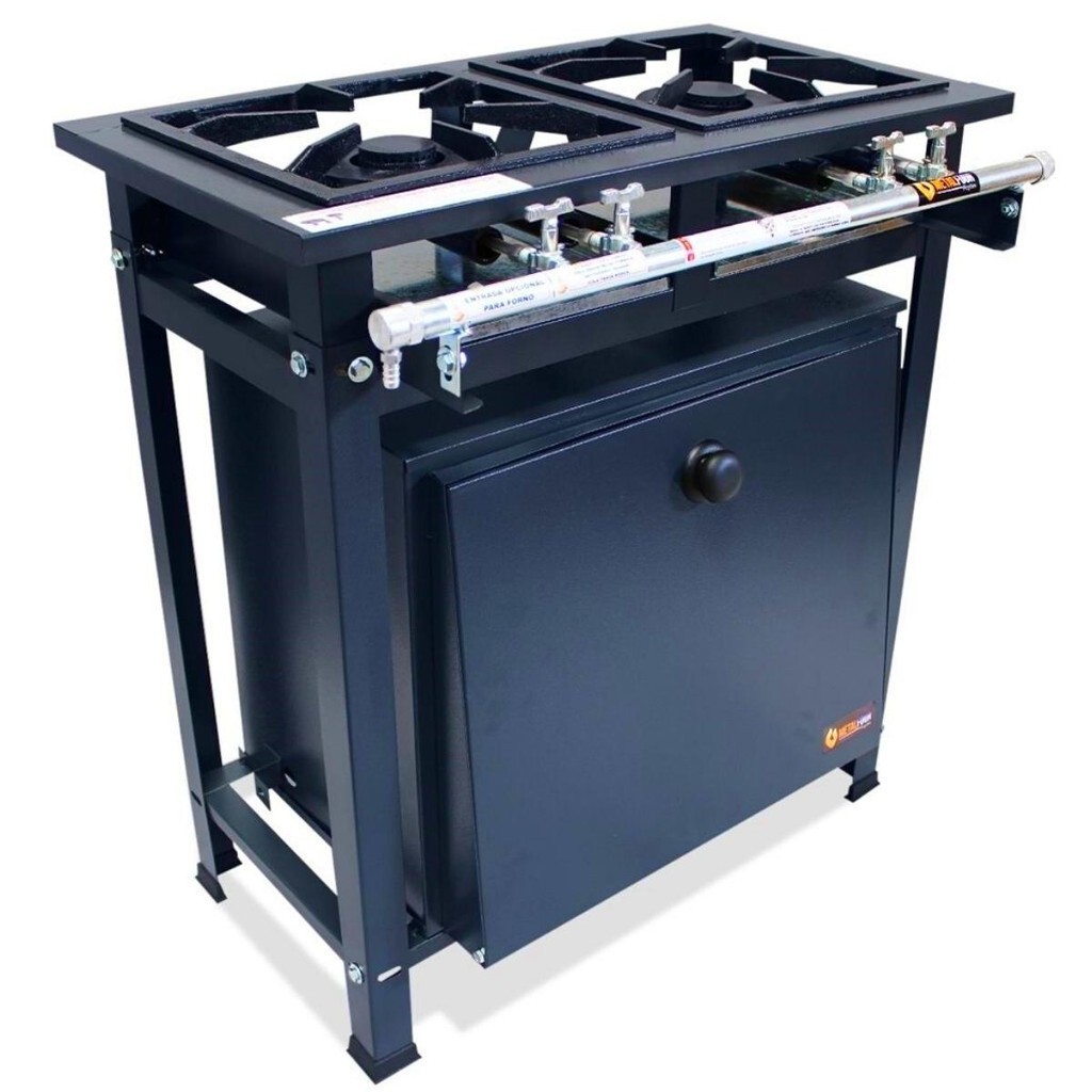 Fogão Industrial 2 Bocas 2QD Baixa Pressão com Forno 57L de Piso