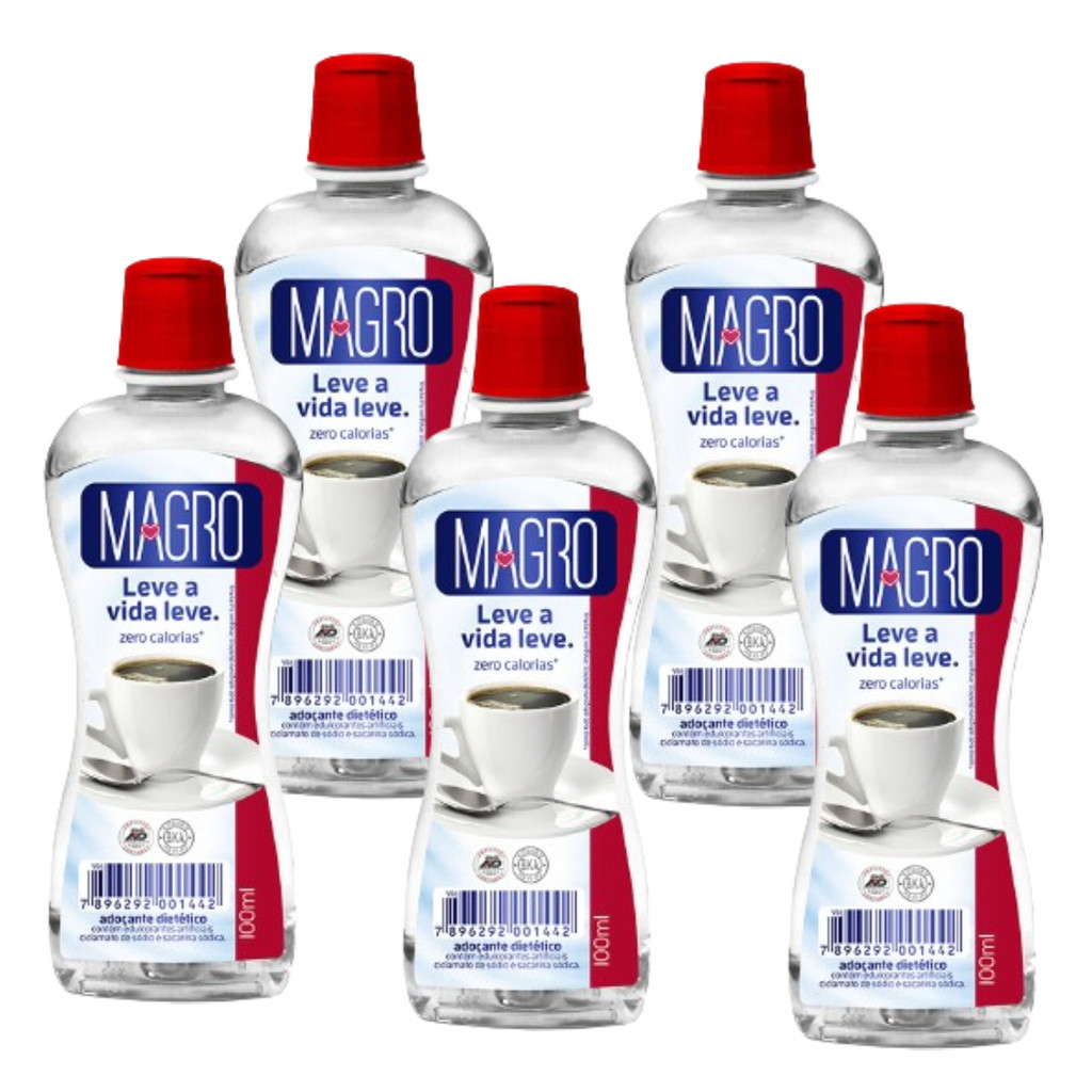 Kit 5 Adoçante Liquido 100ml - Magro em Oferta na Shopee