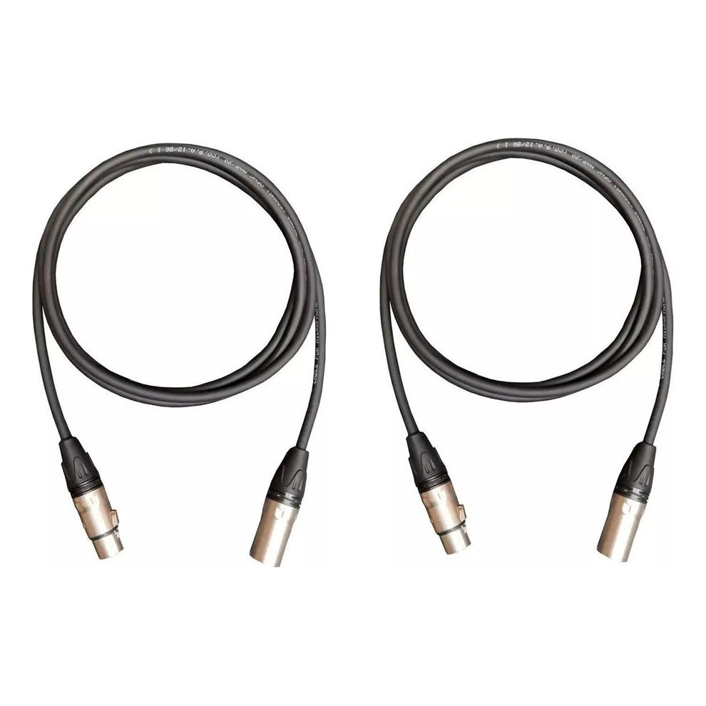 Kit C/2 Cabo Mic Xlr Canon Balanceado Macho X Femea 5m