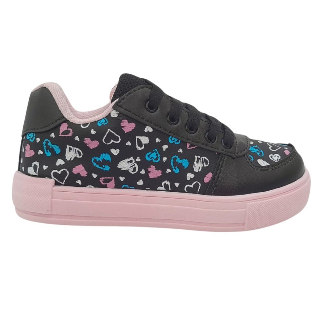 Tênis Feminino Infantil Sapatênis Menina Sola Reta Alta Plataforma Macio Escolar Jogging Shoes