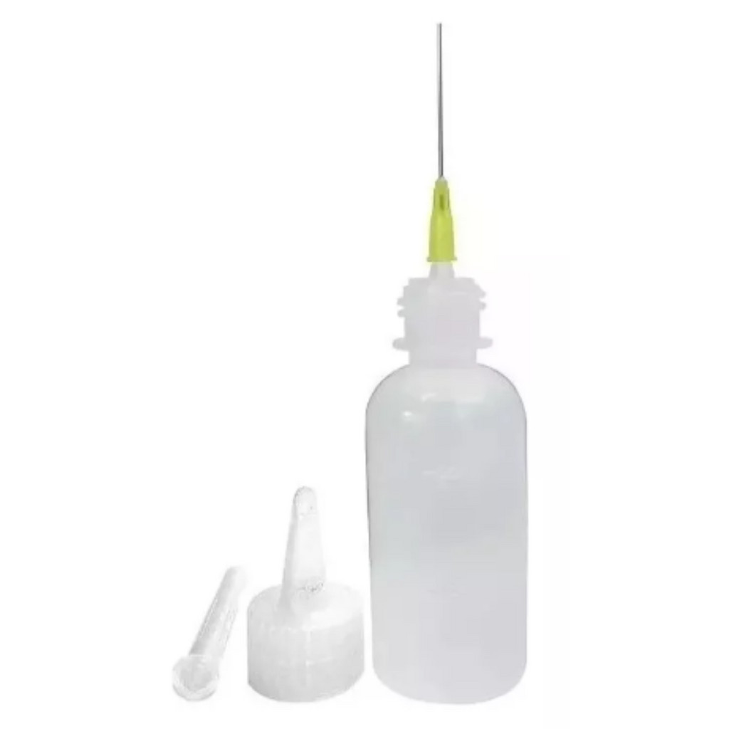 Dispenser Frasco Recipiente Plástico Para Líquidos Álcool Isopropílico Fluxo Solda Limpa Vidros 50ML com Agulha