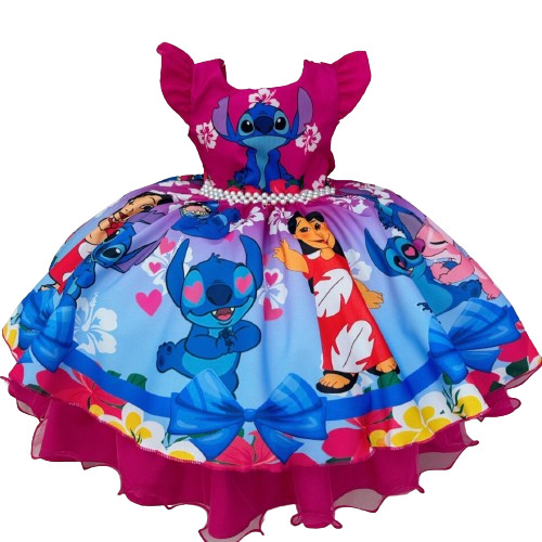 VESTIDO LUXO LILO E STITCH FESTA TEMATICA dlilo em Oferta na Shopee