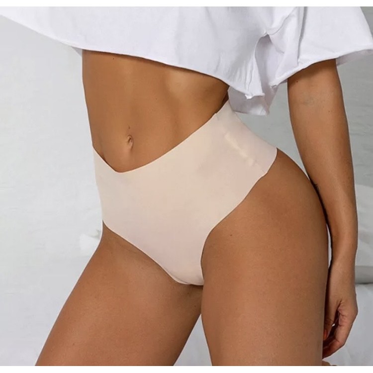 Kit 4 Calcinhas Fio Sem Costura Cós Alto Duplo  Modeladora Cintura Alta