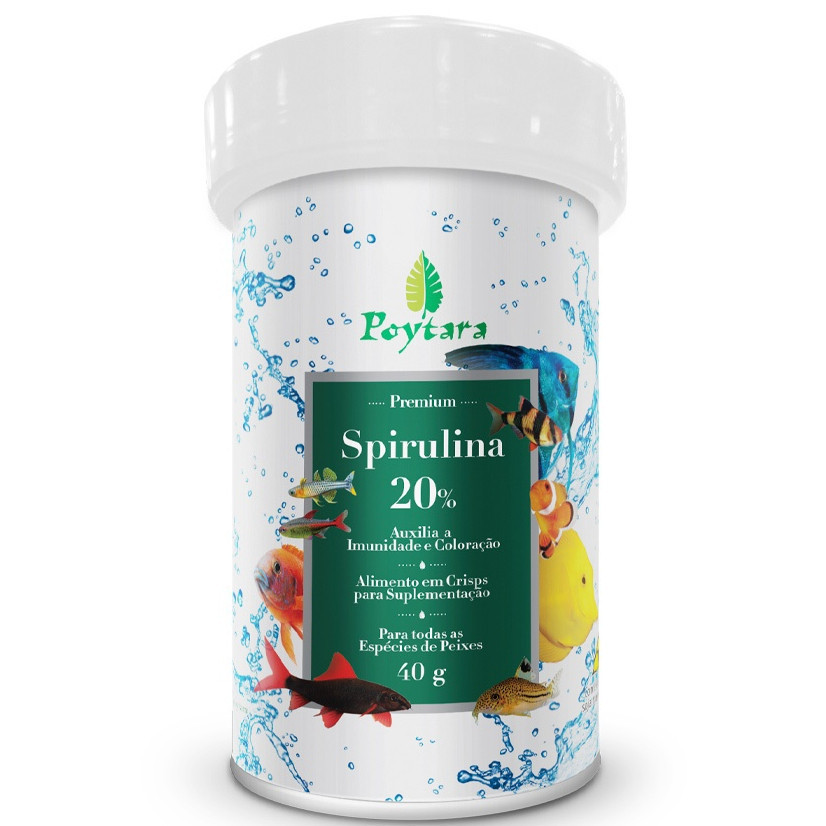 Ração Para Peixe Spirulina 20% 40g - Poytara