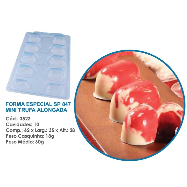 FORMA BWB SP 847 MINI TRUFA ALONGADA SILICONE (3 PARTES) PROFISSIONAL CÓD.:3522 em Oferta na Shopee