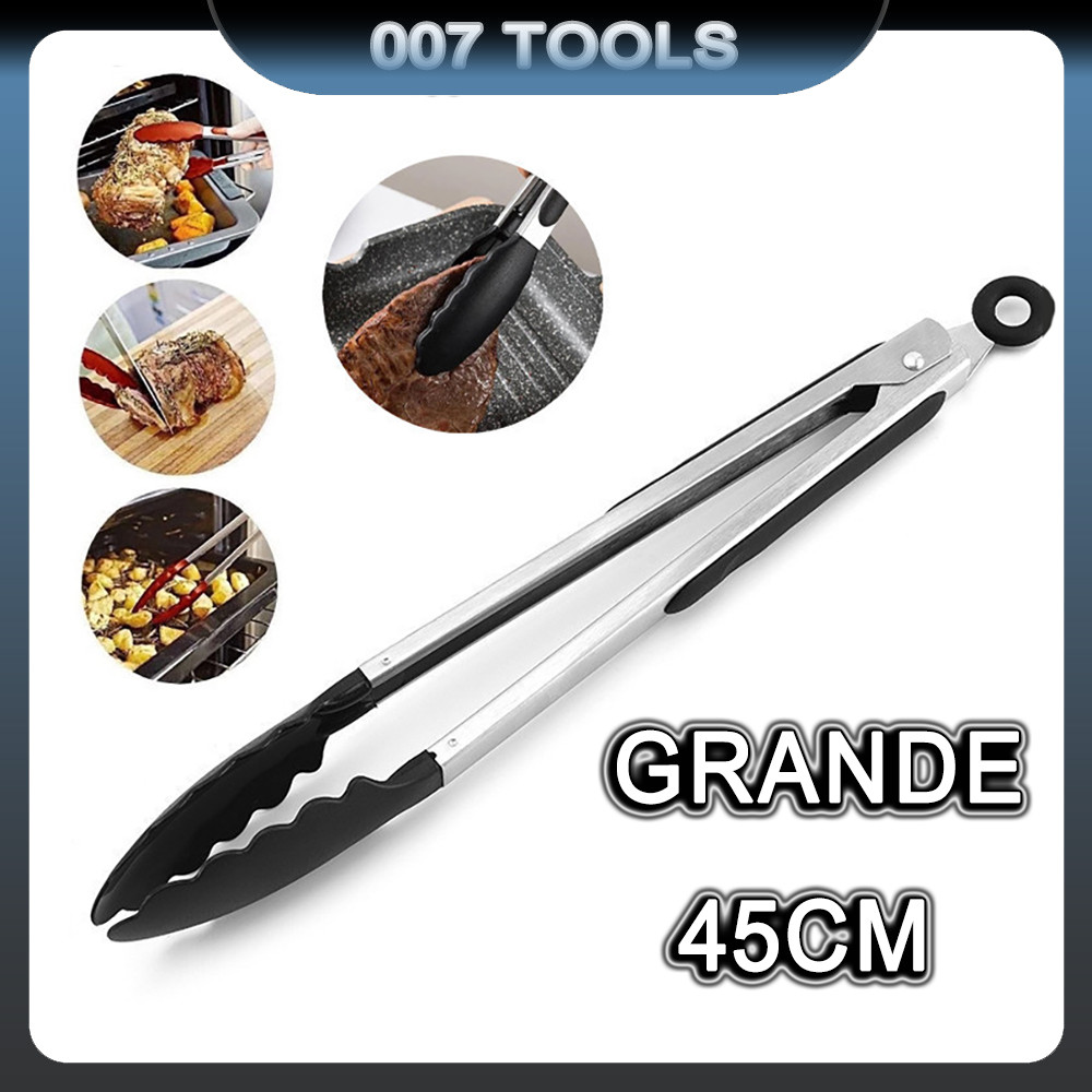 45cm Pinça Grande Para Churrasco Pegador De Silicone E Inox Para Carne Churrasco Salada Cozinha