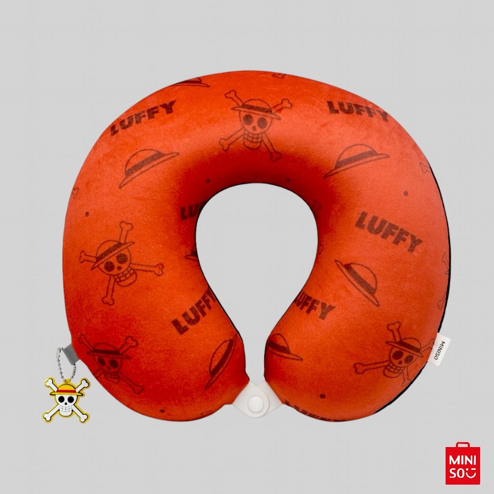 Almofada de Pescoço One Piece Luffy Miniso – Espuma Viscoelástica Ultramacia e Suporte Ergonômico para Viagem