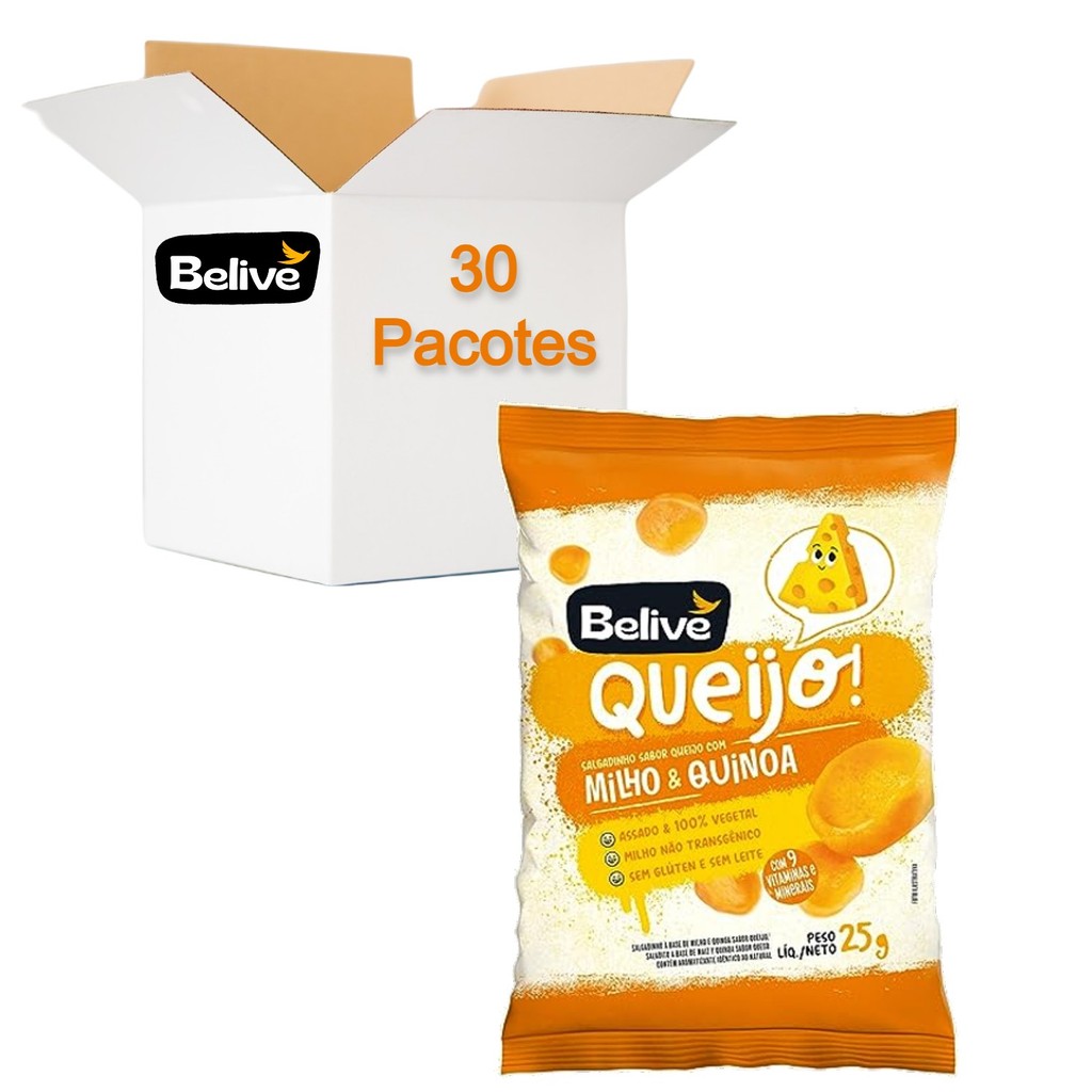 Kit c/ 30und Salgadinho BELIVE Sabor Queijo 25g