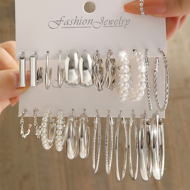 Conjunto De Brincos De Argola De Pérola De Prata Retrô Borboleta Cobra Design Para Mulhere...