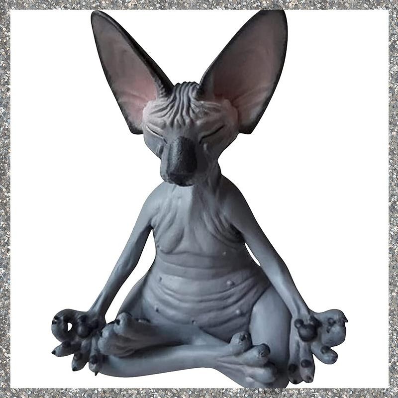 Imagem [Dkc] Sphynx Cat Meditar , Estátua De Gato Pensando , De Pensamento Meditando , Decoração Colecionável De Meditação Sem 