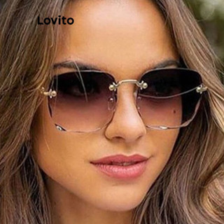 Lovito Óculos de Sol Sem Aro Fashion com Lentes de Gradiente para Mulheres LFA06196 (Multicolorido/Marrom/Cinza/Roxo)