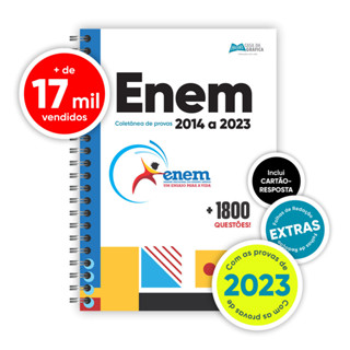 Apostila ENEM 2024 com 10 ANOS de Provas + Gabaritos + Folhas de Redação (Provas de 2014 a 2023)