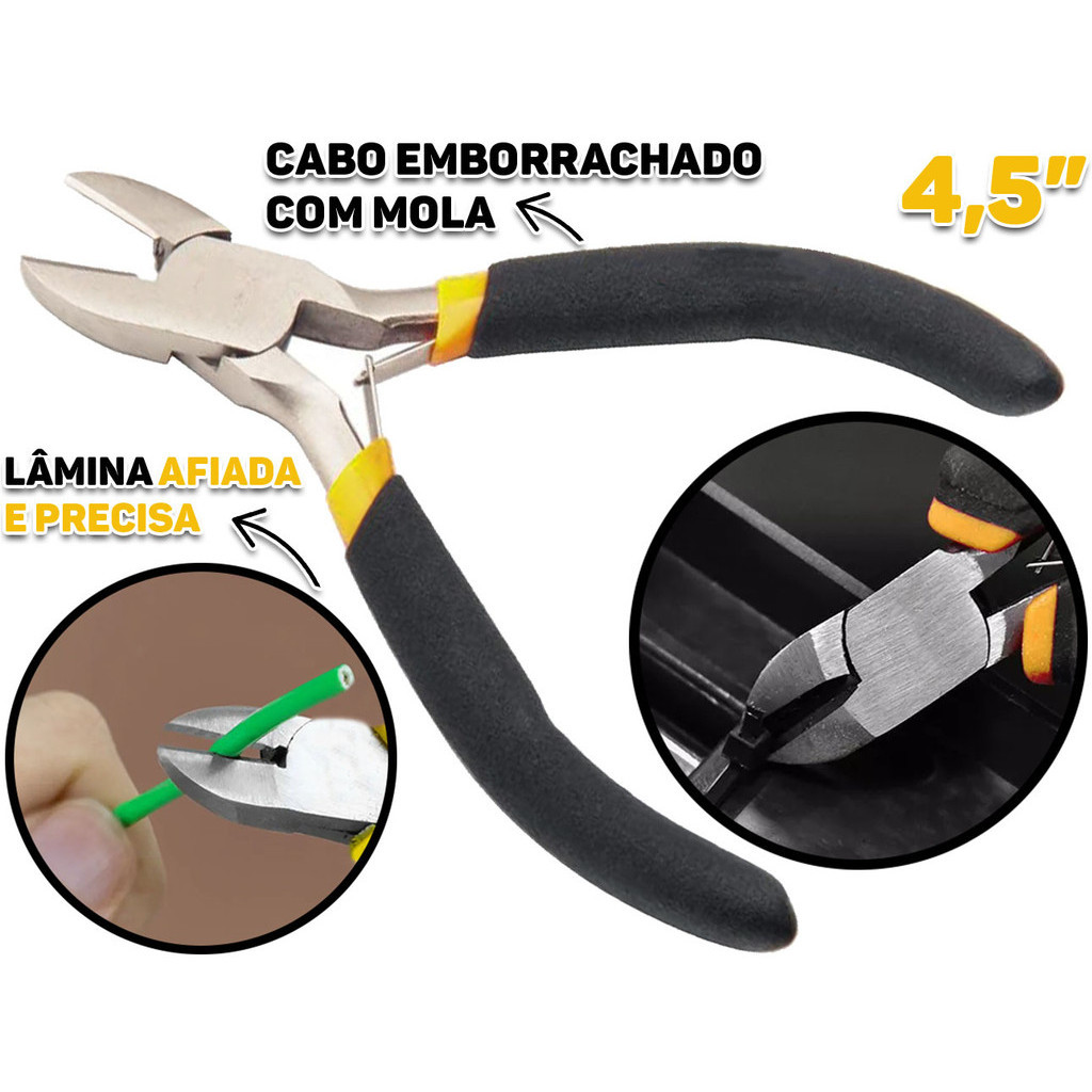 Mini Alicate De Corte Diagonal Cabo Anatômico C/ Mola 4,5 Polegadas Fertak em Oferta na Shopee