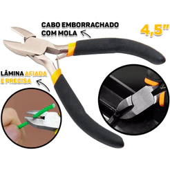 Mini Alicate De Corte Diagonal Cabo Anatômico C/ Mola 4,5 Polegadas Fertak