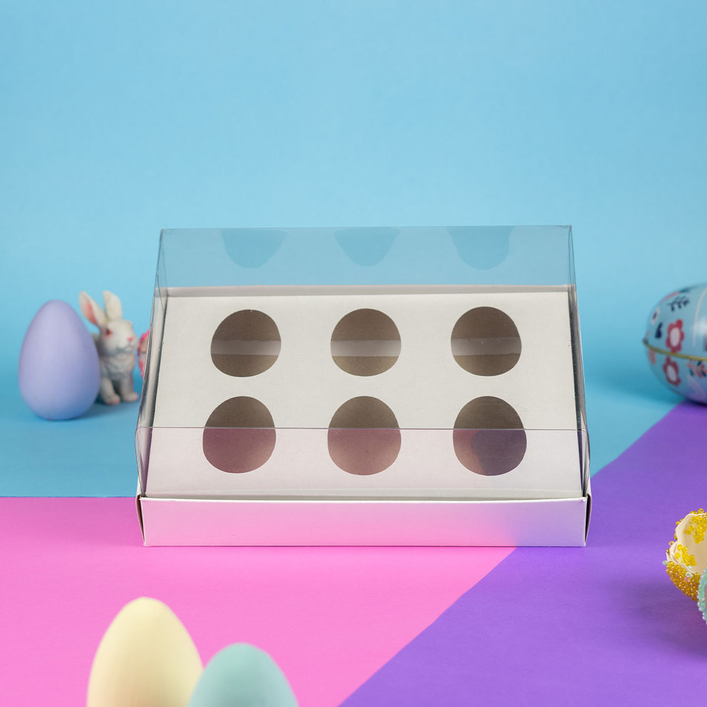 10 Caixas para 6 mini ovos de colher / Páscoa de 50g - Branco Duplex em Oferta na Shopee