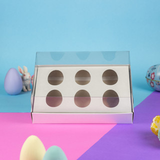 10 Caixas para 6 mini ovos de colher / Páscoa de 50g - Branco Duplex em Oferta na Shopee