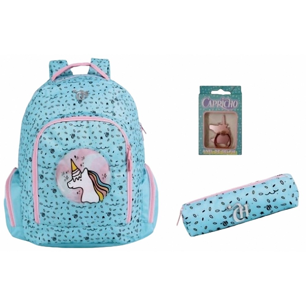 Kit Mochila + Estojo Capricho Unicórnio REF: 11306 E 11308 DMW