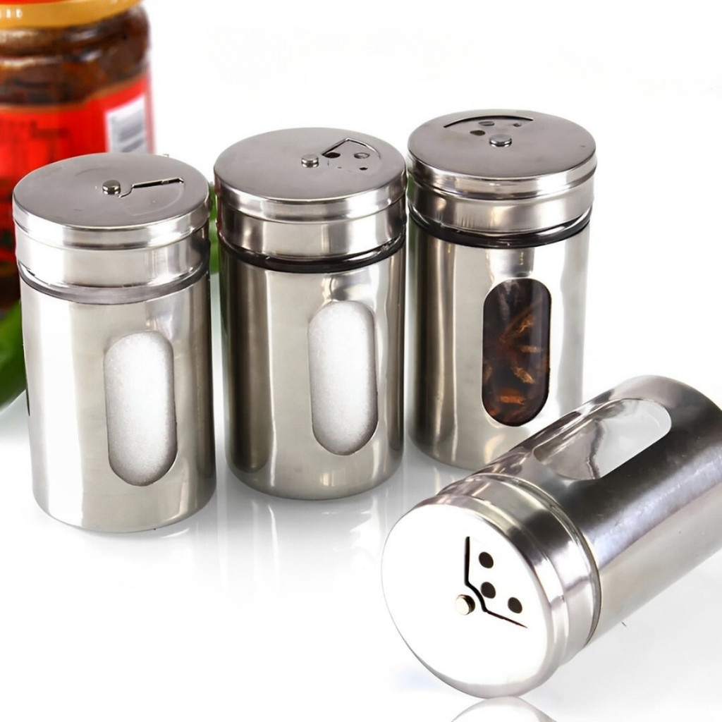 Kit 4 Porta Temperos Condimentos Inox Cozinha Potes de Tempero 100ml Potinhos de Condimento