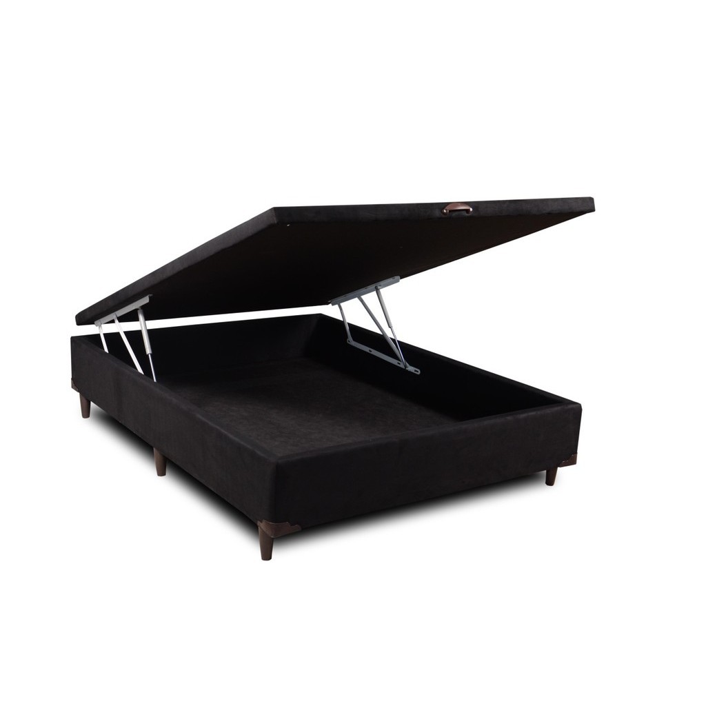 Cama Box Baú Casal Califórnia Preto 138x188x42 - Sofá Casa