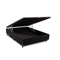 Cama Box Baú Casal Califórnia Preto 138x188x42 - Sofá Casa